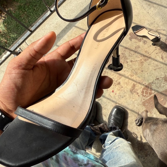 Stuart Weitzman Sandal Heels Black Leather Women's Shoe Size 8 - Picture 5 of 7